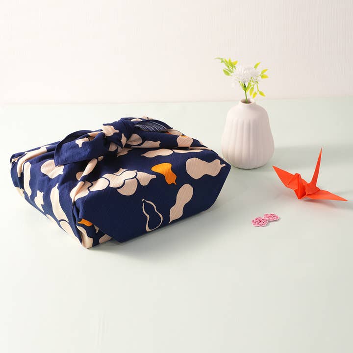 KASHIKO - Wholesale Gift Bag - Fabric gift wrap/Furoshiki/Japanese/70cm×70cm Gourd Navy1