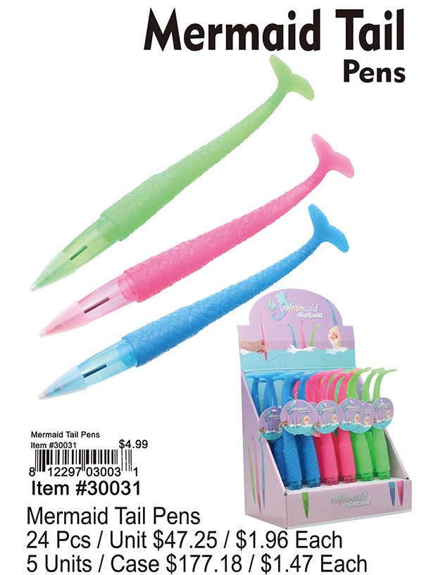Mermaid Tail Pens for wholesale by Puka Creations