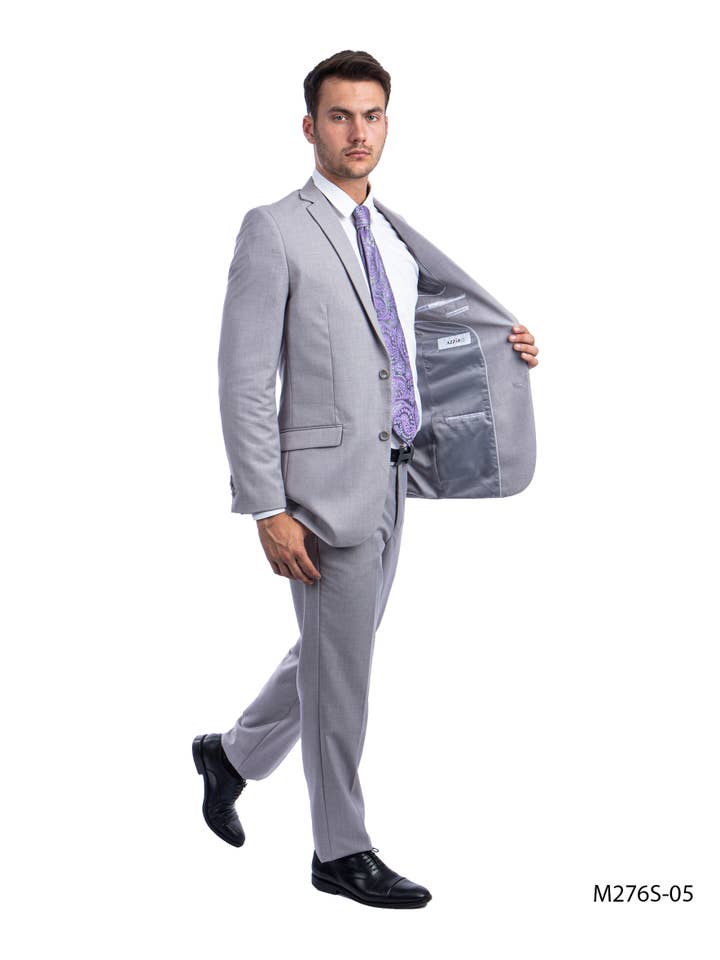 Mens Hybrid Fit 3pc Suit (Coat, Vest, Trousers), Light Grey for wholesale on Faire