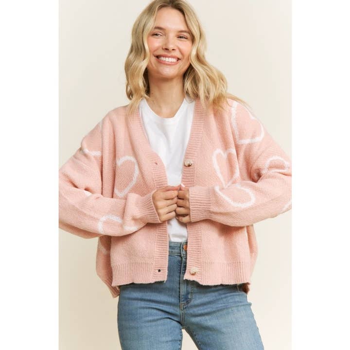 Cardigan à manches longues avec motif cœur Jacquard pour la vente par BNS