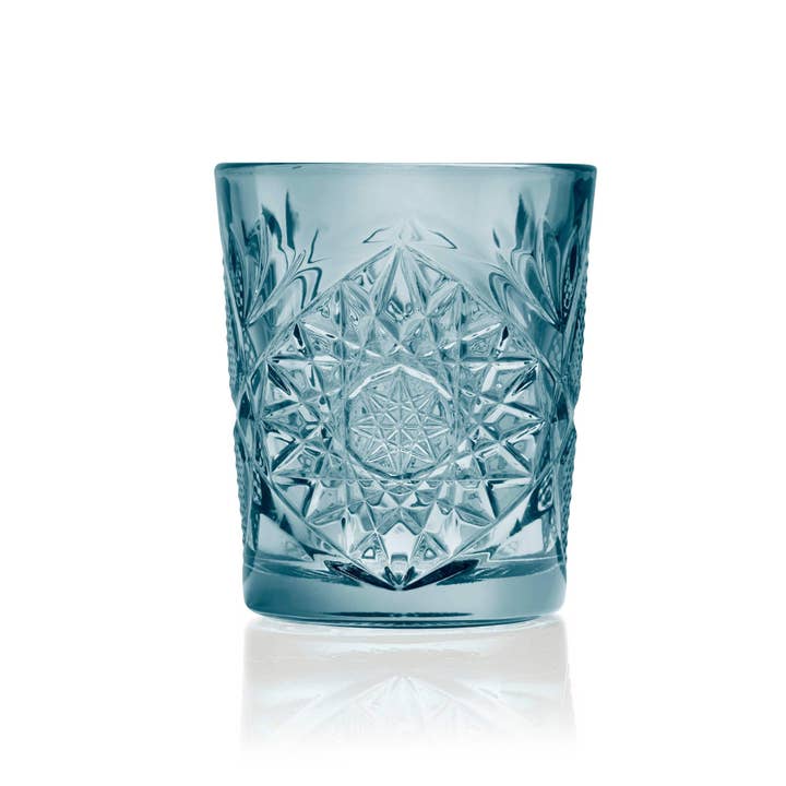 Libbey - Wholesale Cocktail/Liquor Glass - Libbey Hobstar Blue Rocks DOF Glasses, 12oz, Set of 4