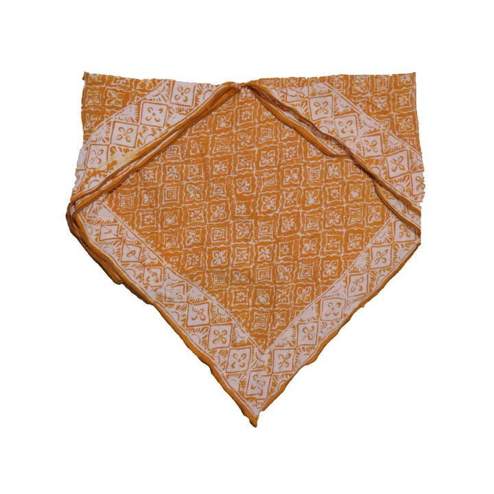 Kasih Co-op – wholesale Bandana – Women's – Hand Dyed Batik Bandana, 100% Soft Cotton, Yellow Fall Color