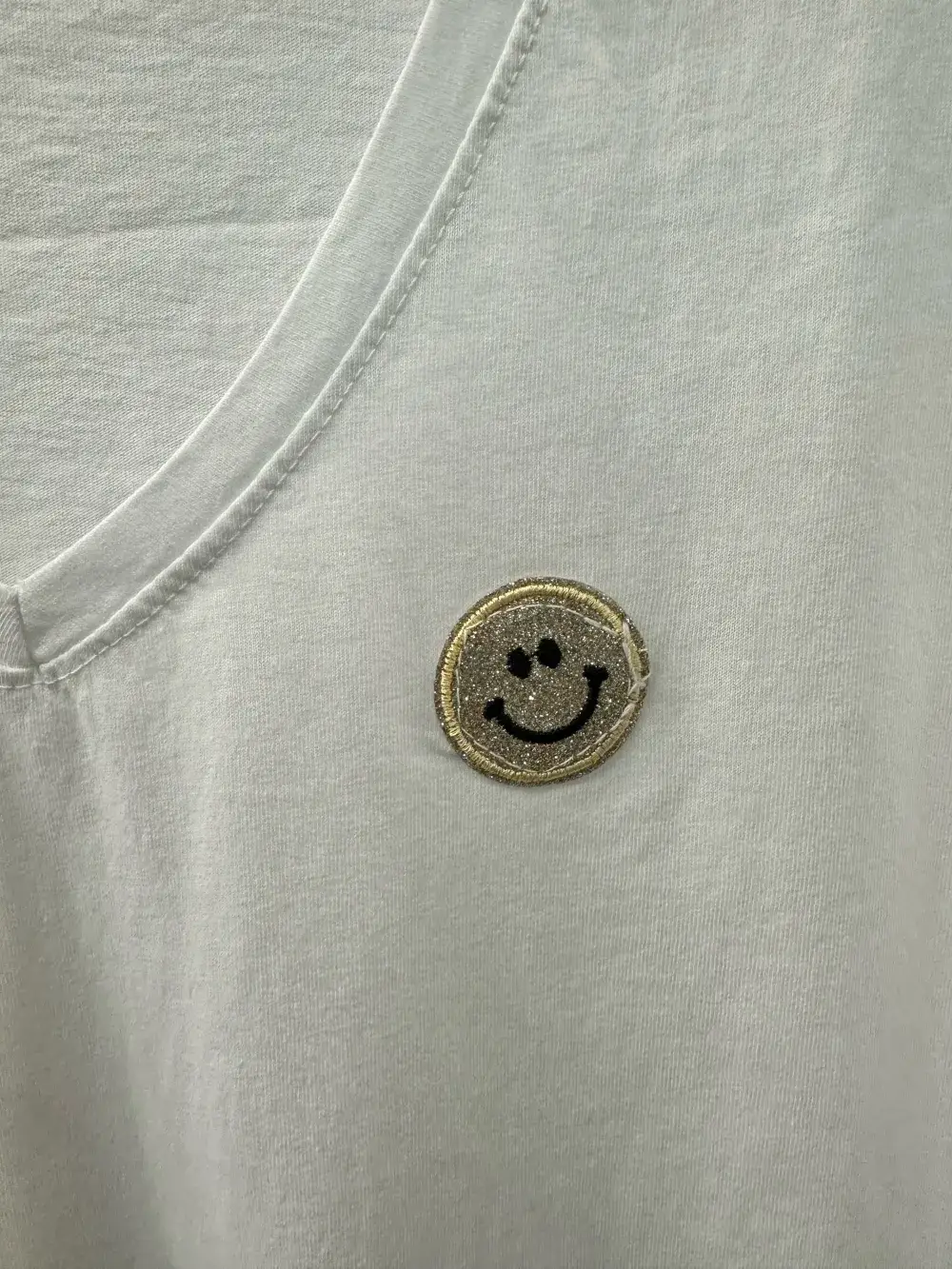 Mimi & Gogo - Vendita all'ingrosso Maglietta - Donna - T-shirt con smiley di paillettes, taglia unica 36-4213