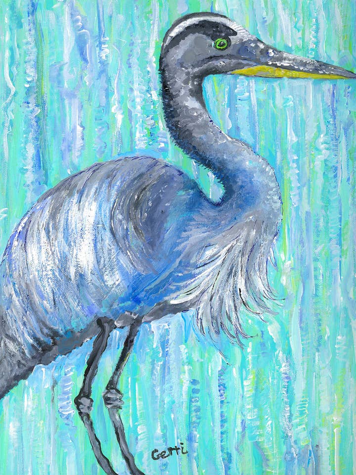 Hermoso estampado de garza azul, 11 x 14 pulgadas para venta al por mayor de My Island LLC