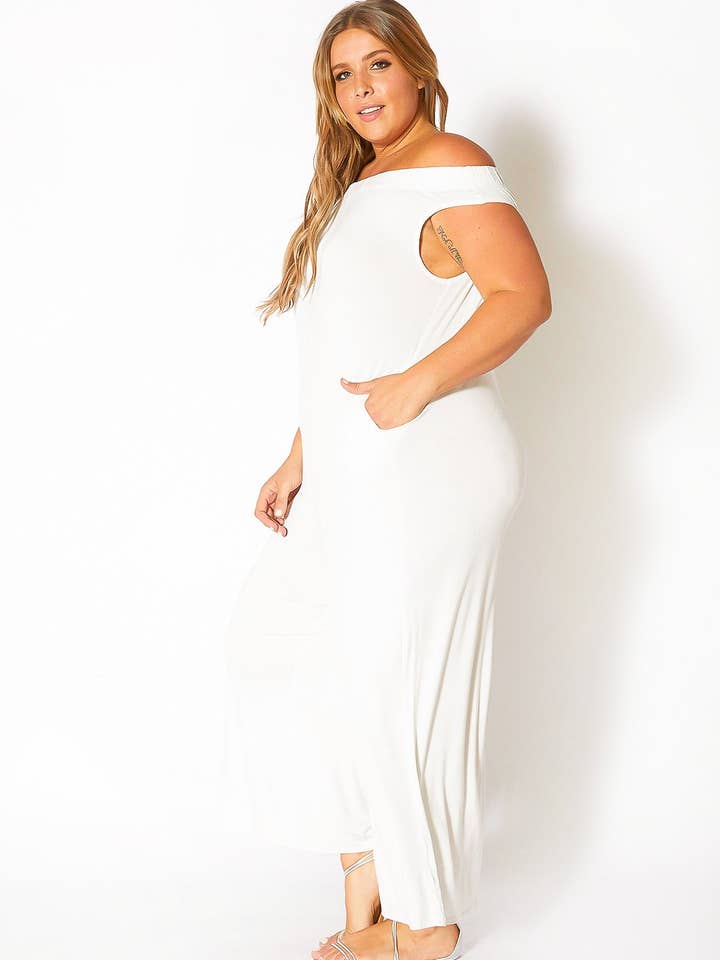 Robin K - Wholesale Jumpsuit - Women's - Bellatrix Plus Size Off Shoulder Wide Leg Jumpsuit11