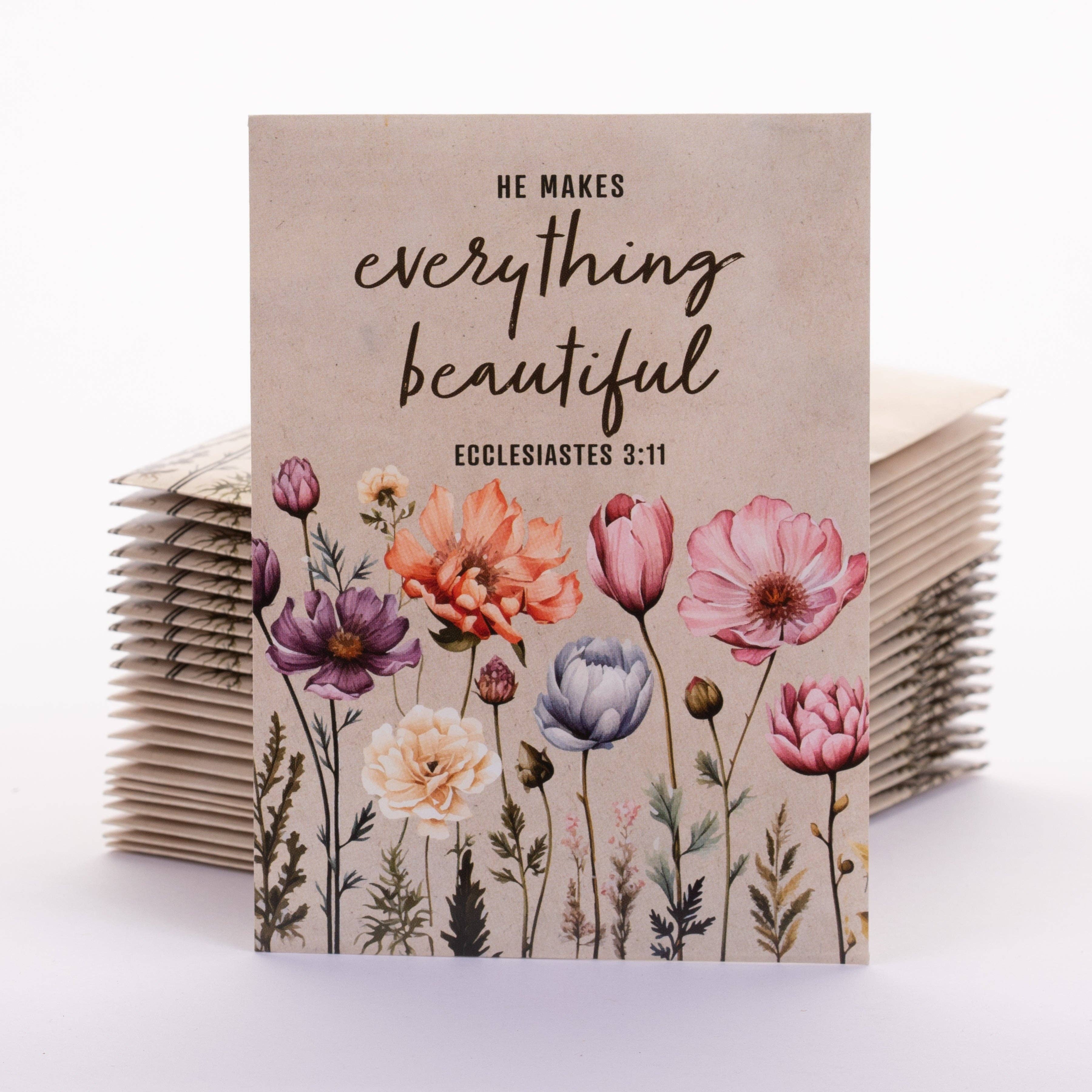 Bentley Seed Co. - Vente Cartes religieuses - Il rend tout beau - Sachets de graines de mélange de fleurs sauvages pollinisatrices3