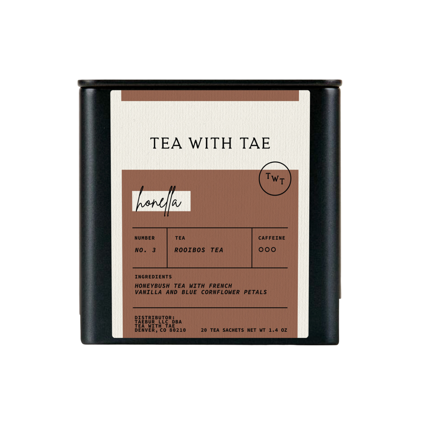 Tea with Tae – wholesale Tea bags – Honella Honeybush Herbal Tea Gift Tin (20 tea bags)0