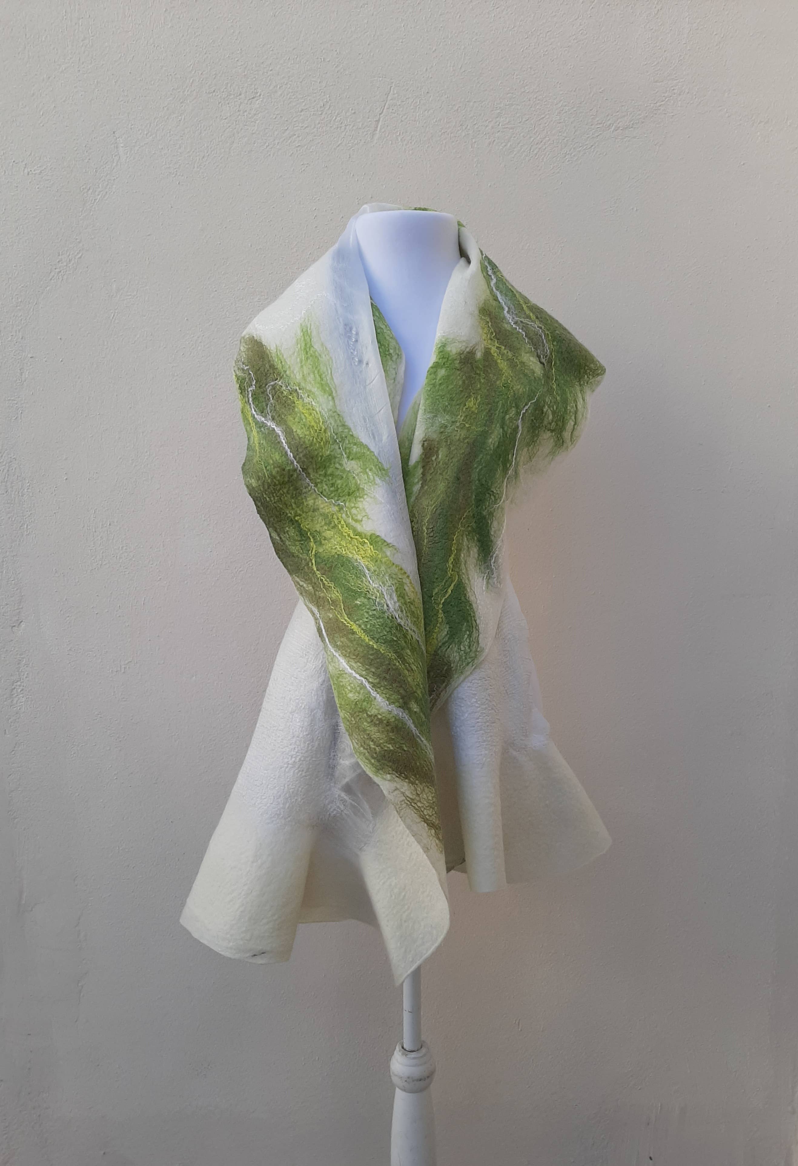 Makanuda - Vendita all'ingrosso Sciarpa - Donna - Sciarpa verde in seta naturale e lana merino1