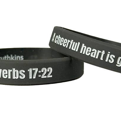 Angry/Cheerful Wristband (Proverbs 17:22) for wholesale by Truthkins