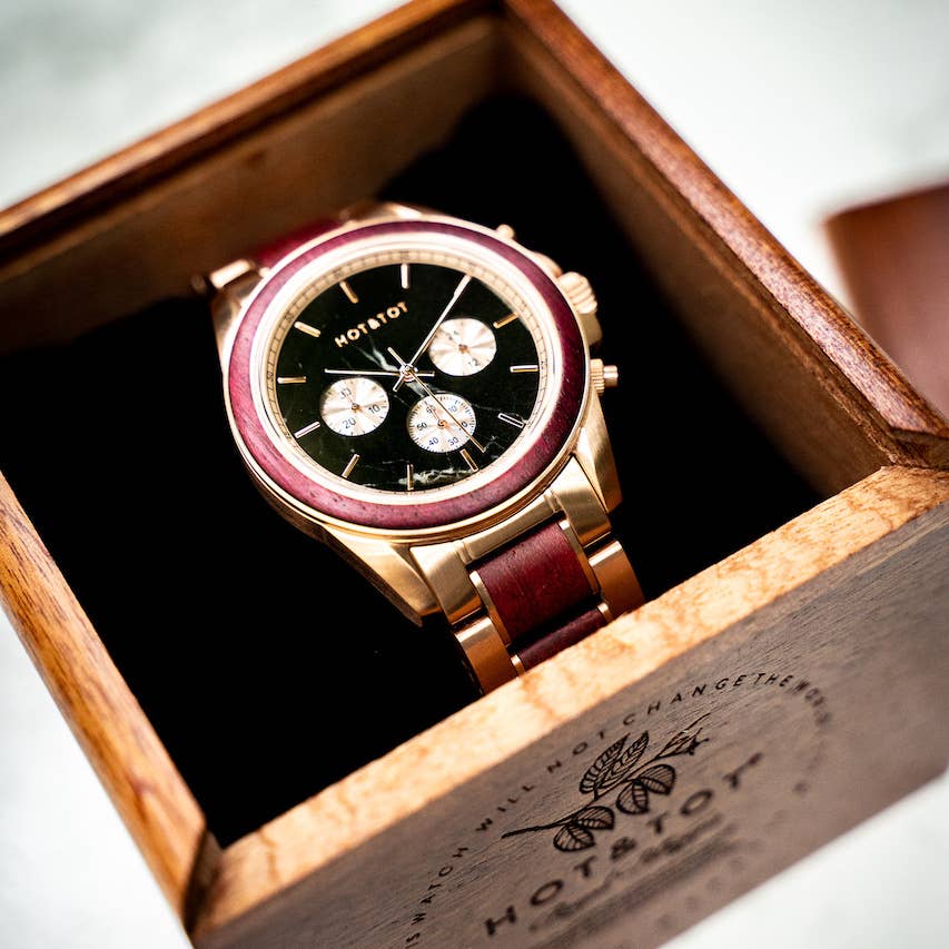 HOT&TOT - Wholesale Wrist Watch - Men's - ROYAL PELTOGYNE | Wood watch for men | Marble | Sustainable2