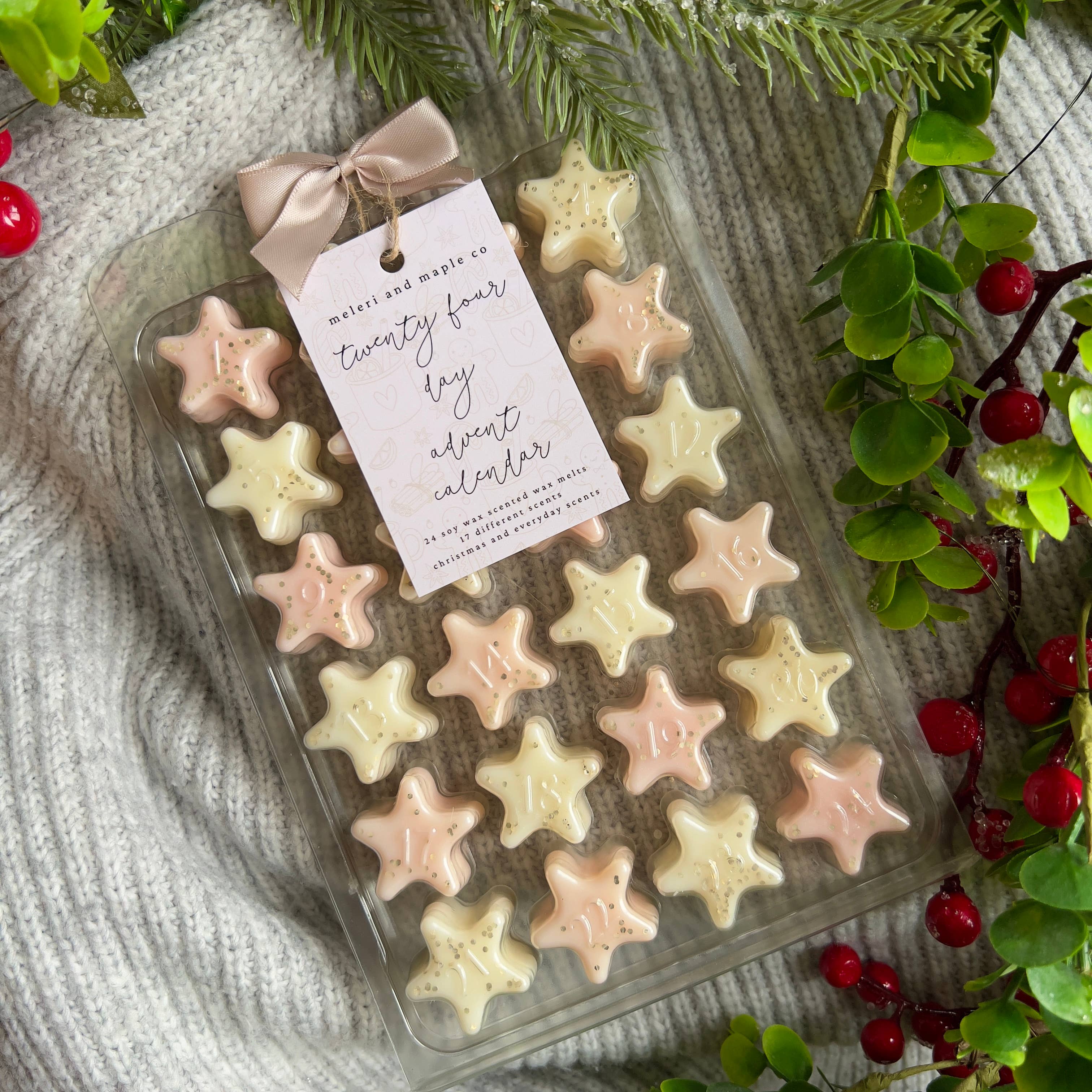 Meleri and Maple Co – wholesale Wax melt – 24-Day Soy Wax Melt Advent Calendar - Christmas/Holidays2