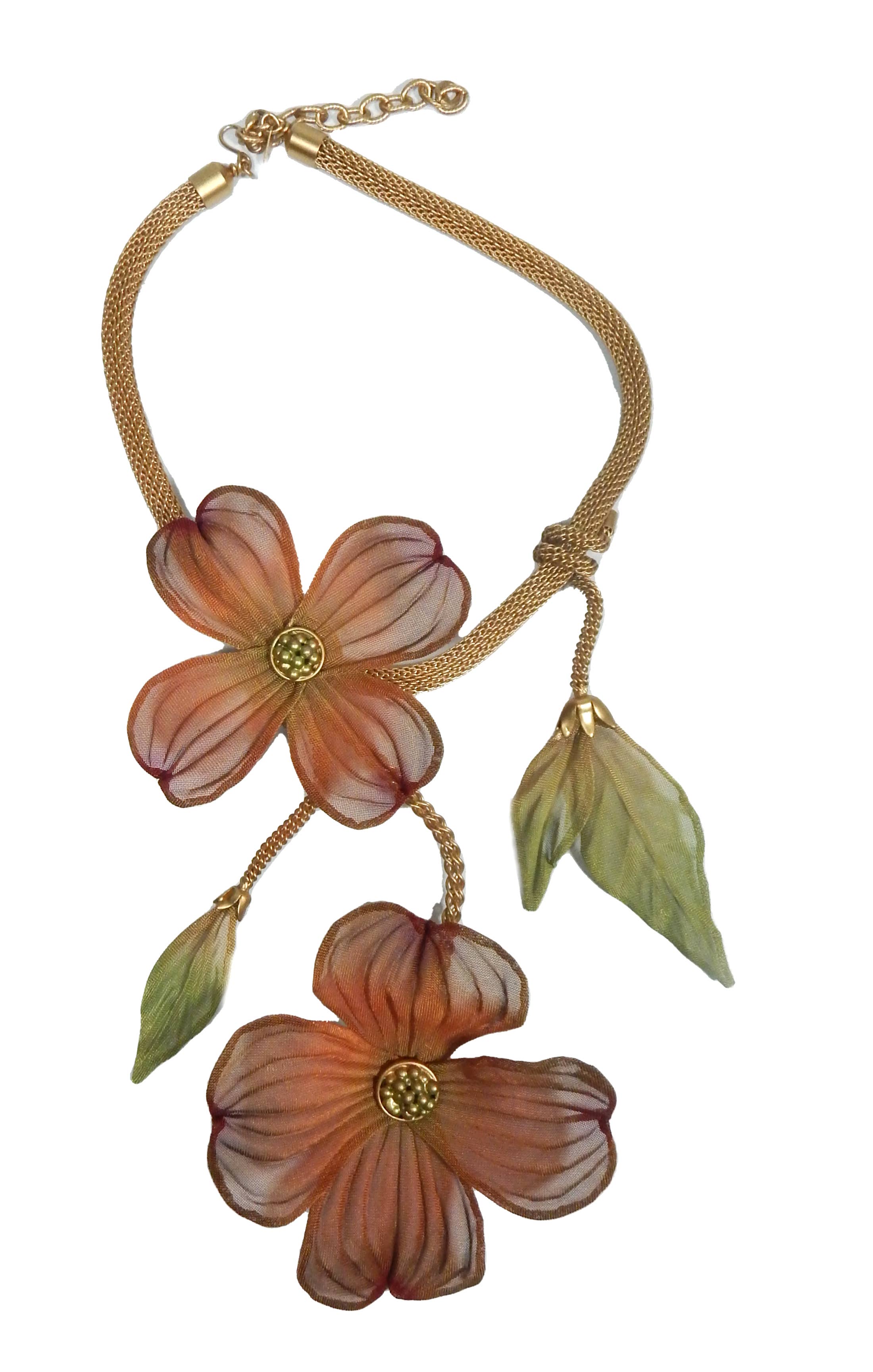 Sarah Cavender Metalworks - Wholesale Pendant/Charm Necklace - 24" Sculpted Double Dogwood Bloom Necklace3
