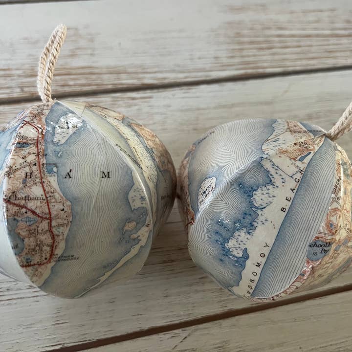 Domesticadence - Wholesale Ornament Set - 12 Upcycled Chatham, MA Cape Cod Map Ornaments4