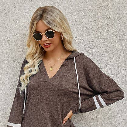 Drawstring Color Block Huddle Up Long Sleeve Hoodie for wholesale by Supreme Fashion