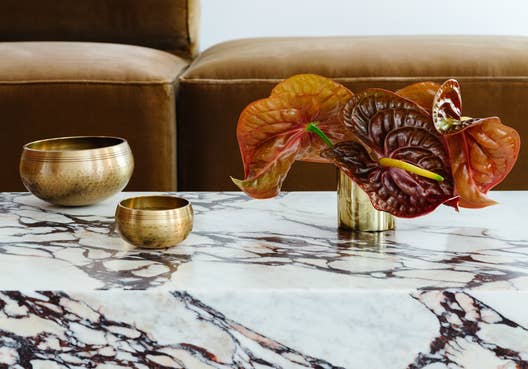 Picture of a Fancy Marble Table with Serveware