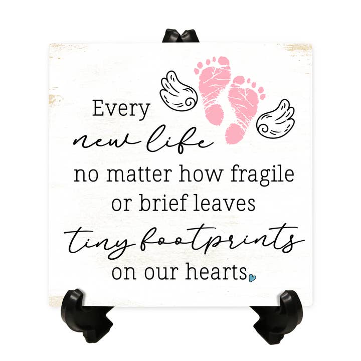 Tiny Footprints On Our Hearts Baby Memorial Plaque Decor for wholesale by LifeSong Milestones