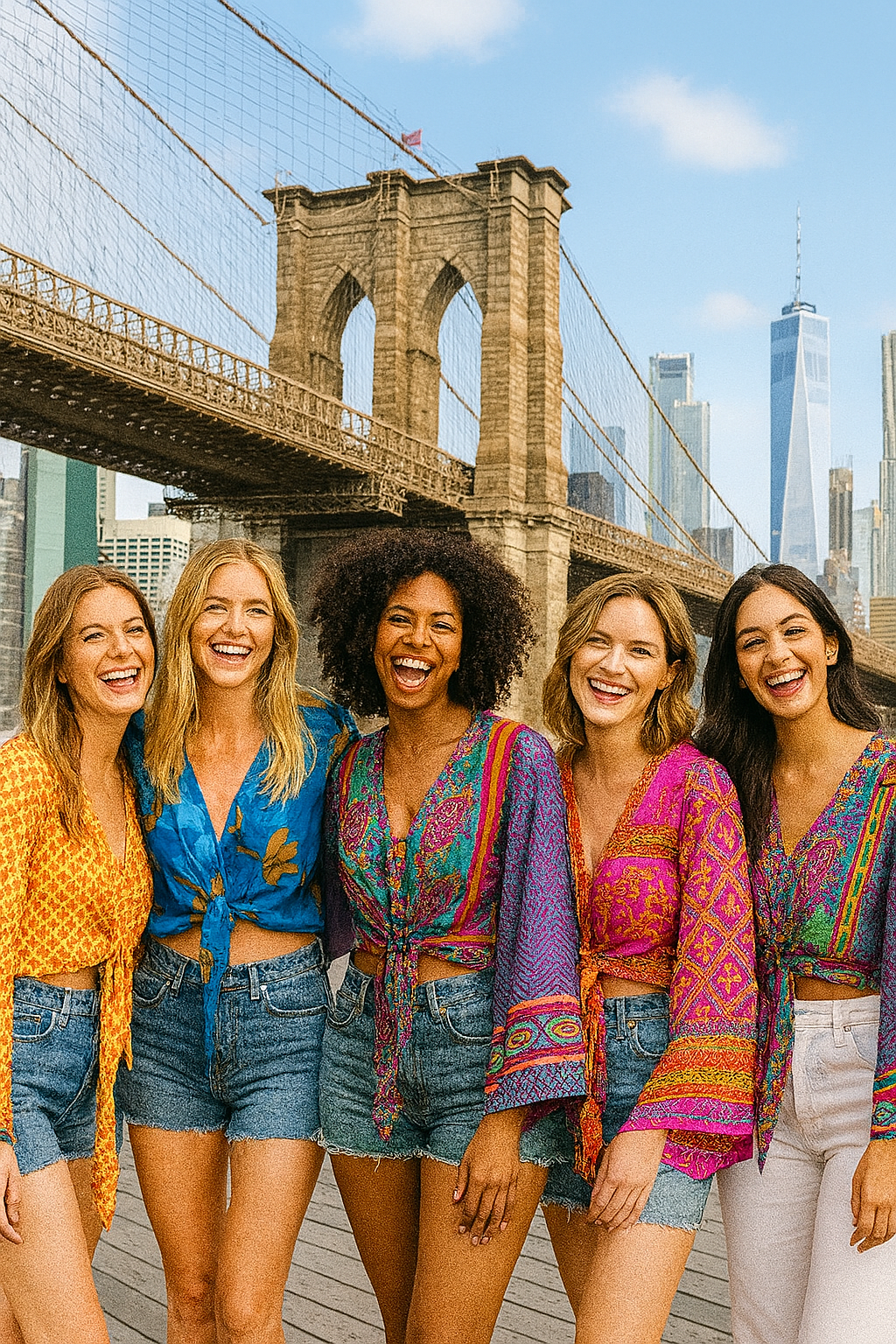 Meghcraft – Engroshandel Bluse - Dame – Boheme silke top med flæseærmer og bindedetalje i upcyclet silke sari2