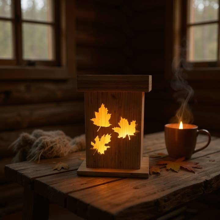 Faithful Creations Studios - Wholesale Lantern - Handcrafted Maple Leaf Lantern – Rustic Autumn Glow1