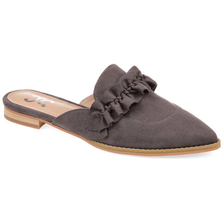 Journee - Wholesale Mules - Women's - Kessie Ruffled Mule Flats In Faux Suede13
