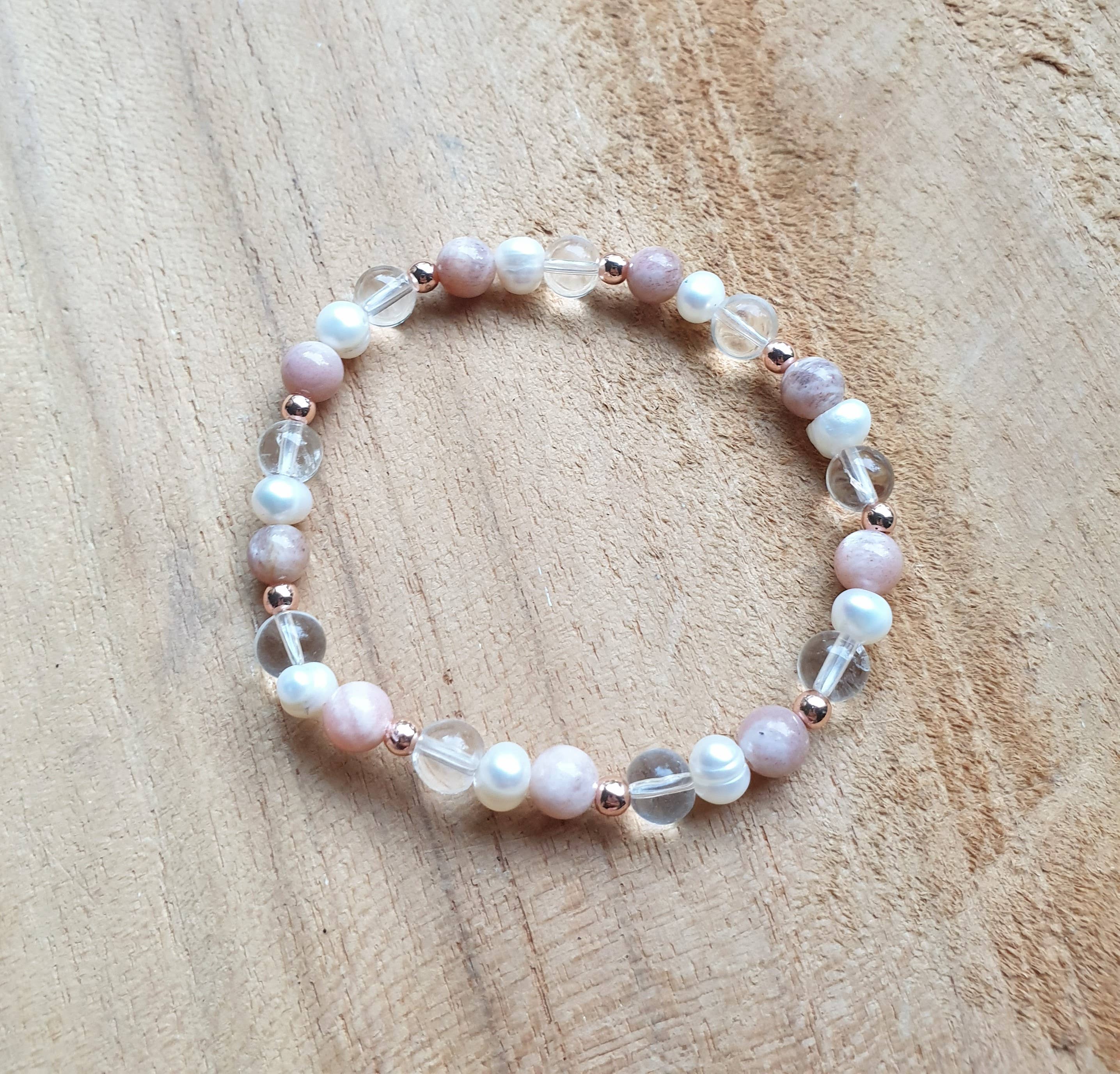 Lapiseum - Wholesale Beaded Bracelet - moonstone bracelet rose2