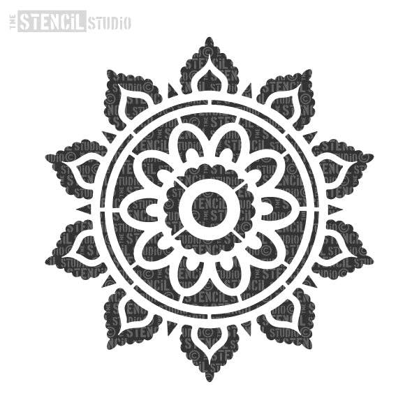 Estêncil de motivo indiano Sunray Mandala por atacado de The Stencil Studio