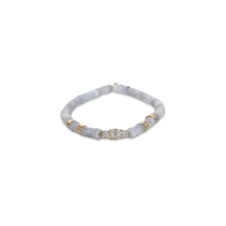 Pearl trend-SAM blue chalcedony stretch bracelet for wholesale by Franck Herval