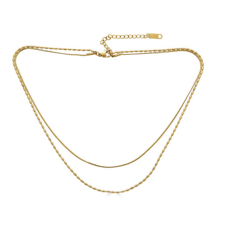 Double-Layer Mixed Chain Necklace for wholesale by Bjoo Boutique