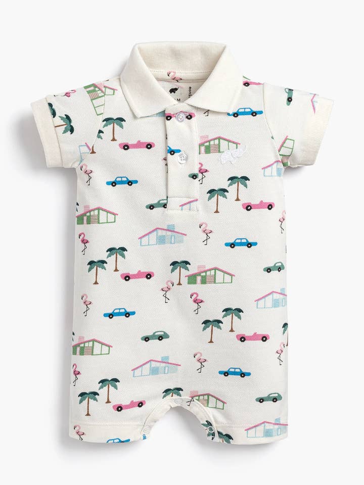 Baby Shorty Polo Romper_Retro Palm Springs for wholesale by Monica + Andy