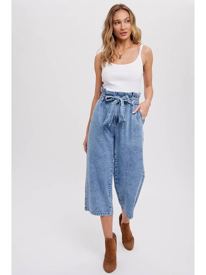 Bluivy - Vente Pantalon – femme - JUPE-CULOTTE EN PAPIER CEINTURÉE20