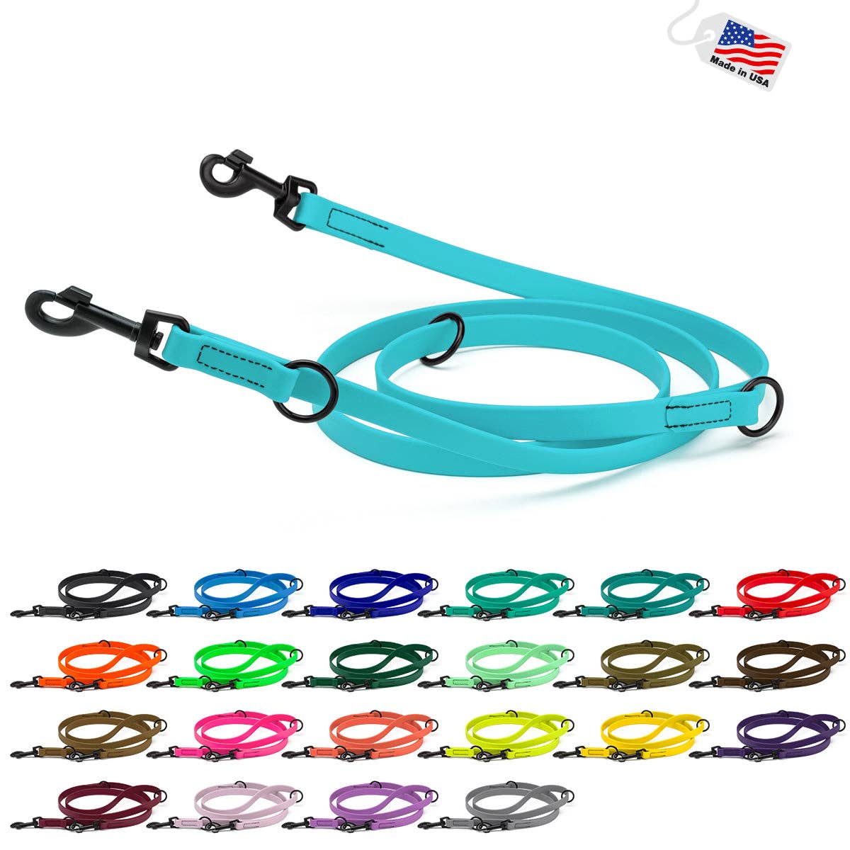 Dogline – wholesale Pet leash – Dog – Biothane Adjustable Multi-Purpose Dog Leash with Black Hardware, 7FT1