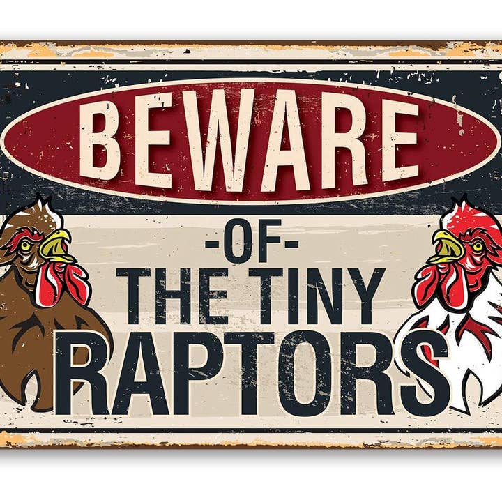 Beware Tiny Raptors -Metal Sign and other Purchase Wholesale raptor. Free Returns & Net 60 Terms on Faire trending on Faire.