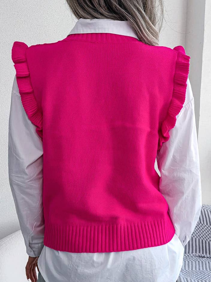 HIDDENBRAND - Wholesale Sweater Vest - Women's - Wooden Ear Side Diamond Knit Sweater Vest