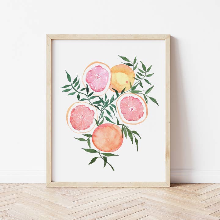 Grapefruit Citrus Watercolor Art Print for wholesale by Emerald and Ivy Studios LLC