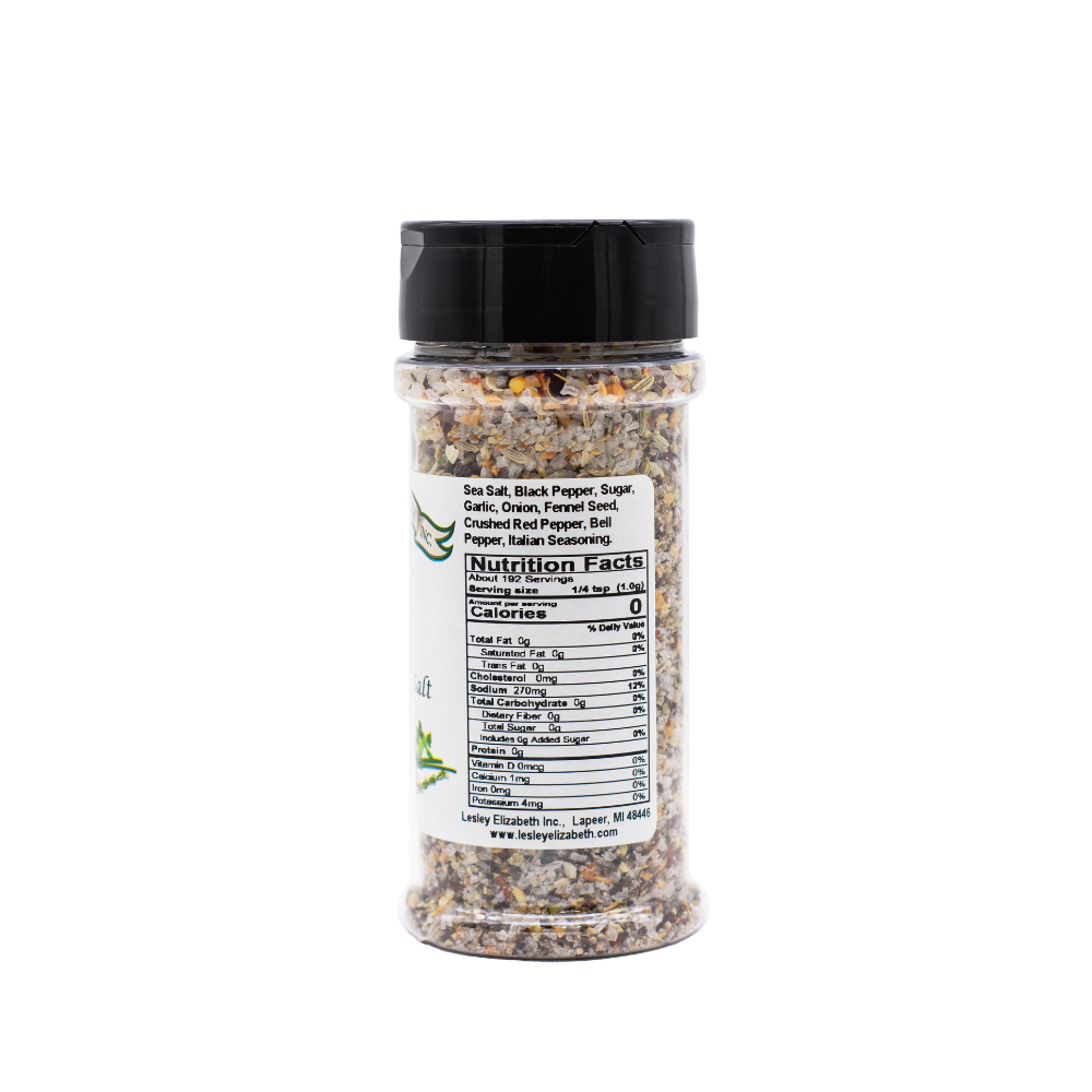 Hongar Farms - Wholesale Salt - Lesley Elizabeth Pepper & Garlic Sea Salt (250mL PET)1