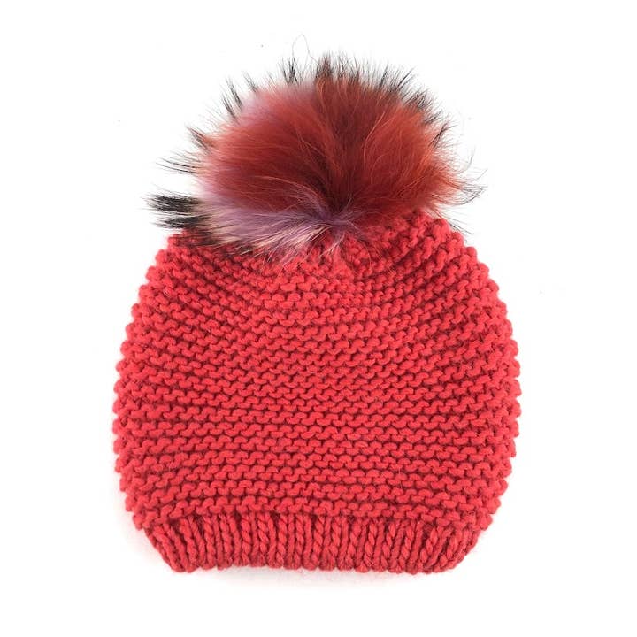 MILANO AMOUR - Wholesale Beanie - Women's - HAT WOOL BEANIE WITH REAL FUR POM POM
