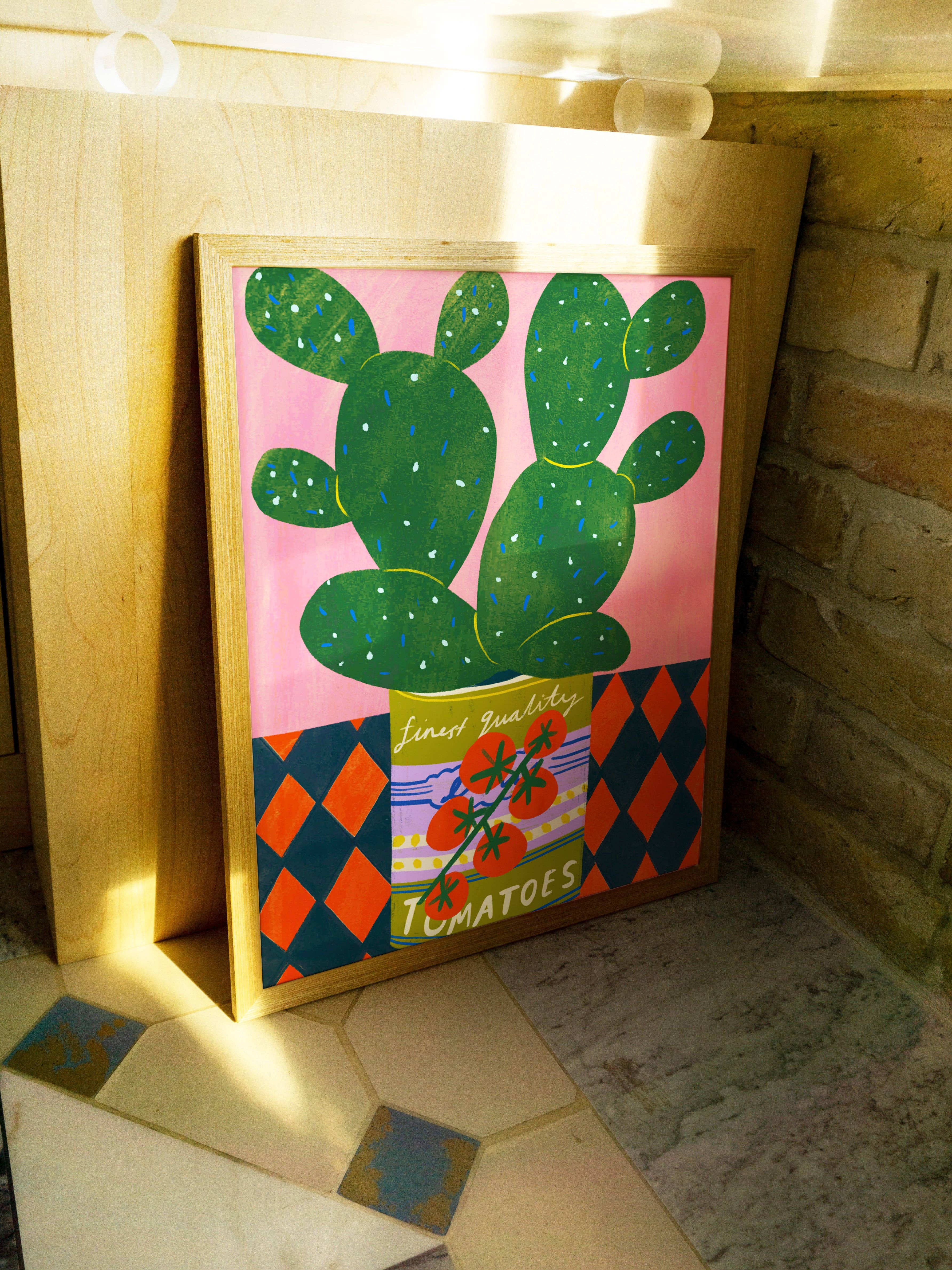 Kerrie Illustrates - Wholesale Art Print - Cactus in a tomato tin art print | House plant art print2