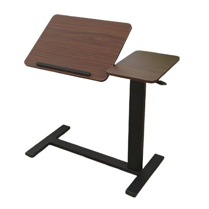 39F Inc. - Wholesale Side Table - Adjustable Overbed Laptop Table with Wheels Walnut Finish20
