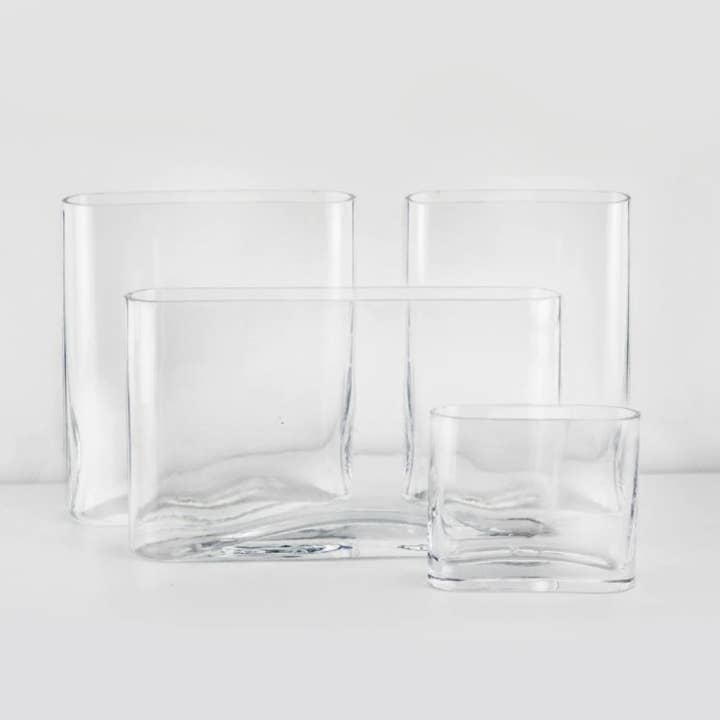 Oval Glass Flat Panel Vase, Clear for wholesale on Faire