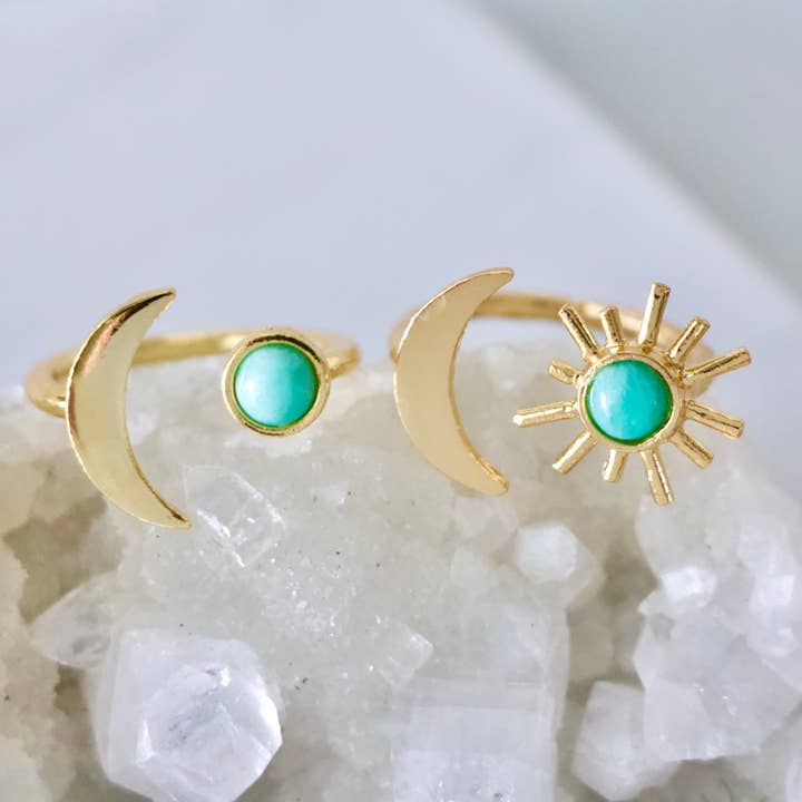 Mesa Blue - Wholesale Single Stone/Solitaire Ring - Amazonite Sun and Moon Ring5