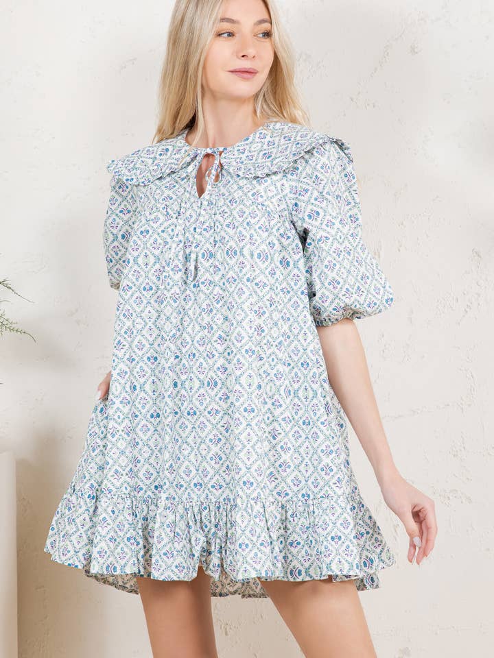 RD218 - Robe Mini en Coton à Grand Col pour la vente par Reminiscence