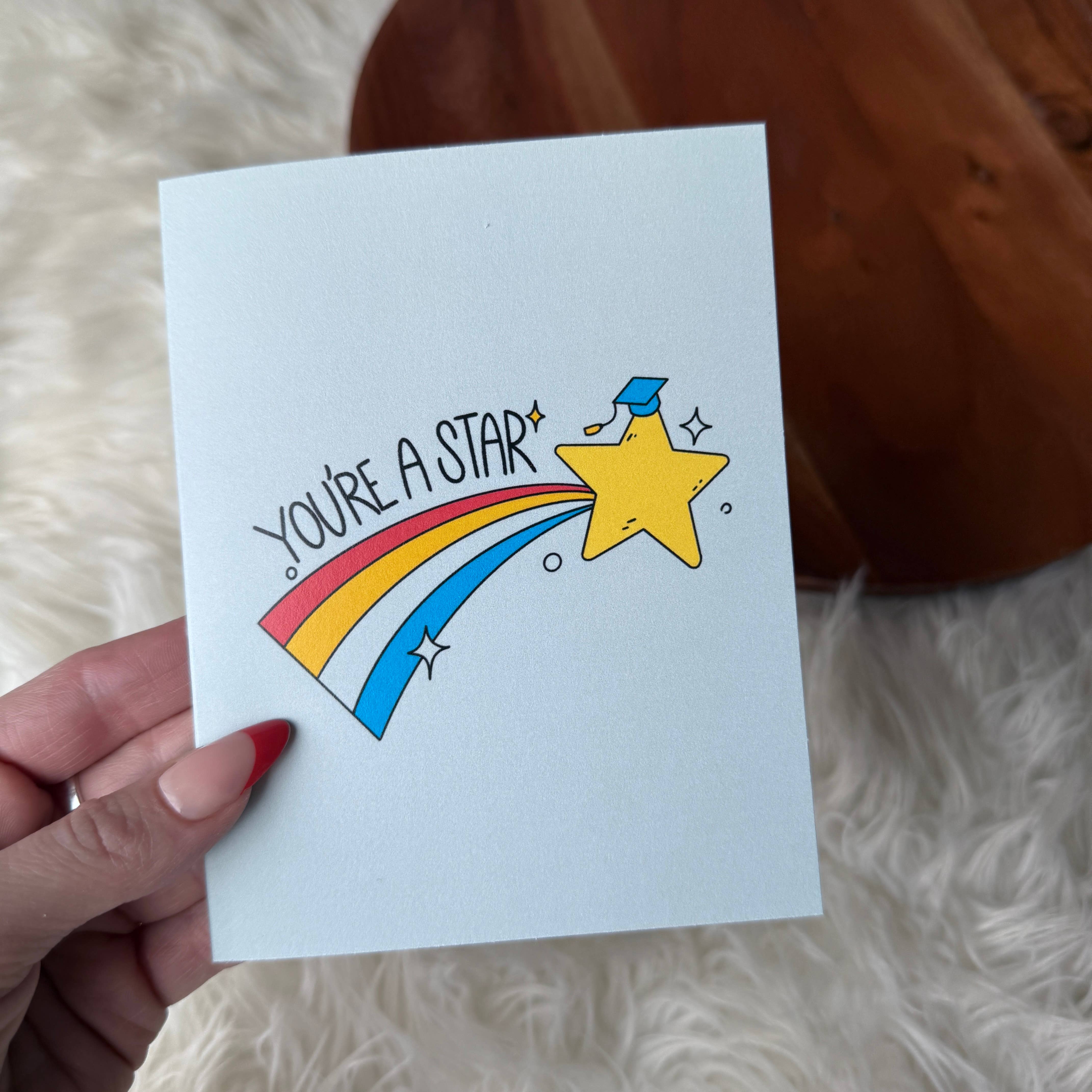 Big Moods - Wholesale Graduation Card - "You're a star" Shooting Star Graduation Cap Card2