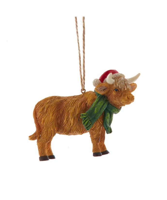 Kurt S. Adler, Inc. - Wholesale Ornament - 4" Resin Farm Highland Cow Ornament