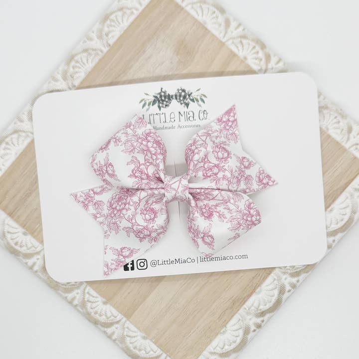 Roze Bloemige Schets Larkin Clip voor wholesale door Little Mia Co.