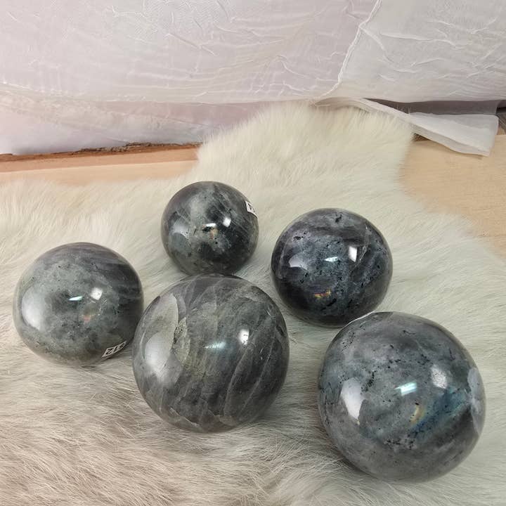 Aquamarine Daydream Wholesale - Wholesale Spiritual Stone/Crystal - 5pc Labradorite Spheres ~ Polished Crystals ~ Bulk Minerals
