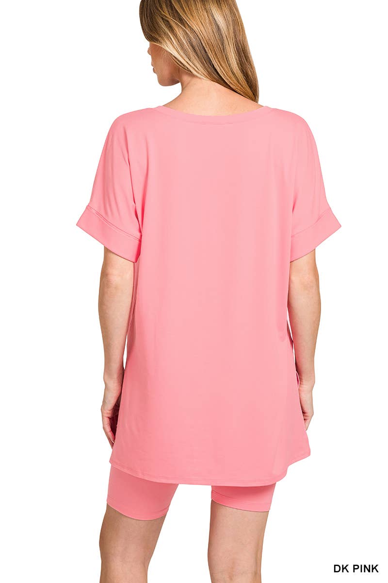 Vanilla Monkey - Wholesale Top & Short Set (NOT Loungewear) - Women's - Brushed Dty Microfiber V-neck Top And Biker Shorts26