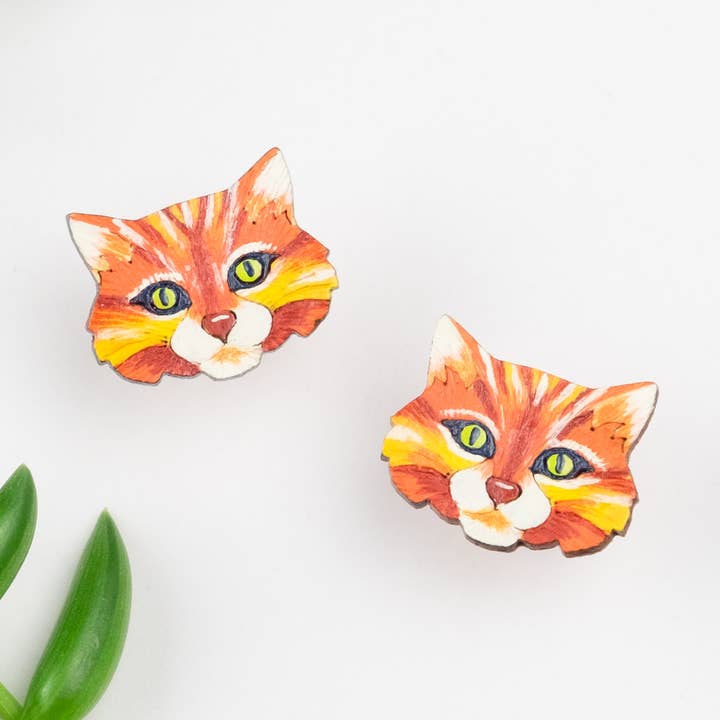 Boucles d'oreilles chat - SM pour la vente par Tulia's Artisan Gallery