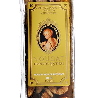 Nougat Diane De Poytiers – Nougat por atacado – Barra de nougat preto dura da Provença 100 g1