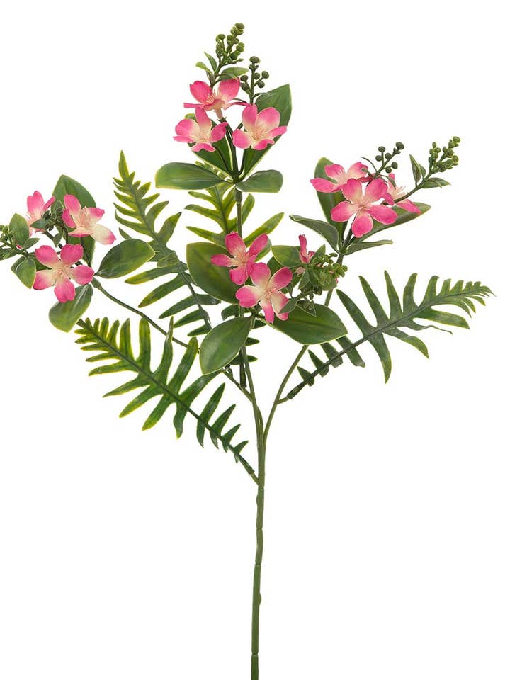 SPRAY BLOSSOM/FERN BERRY 8IN X 19IN POLYESTER/PLASTIC for wholesale by Waterman's Loft Inc.