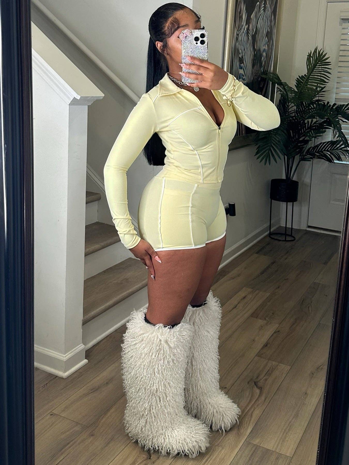 MB Fashion Wholesale - Wholesale Activewear Set - Women's - MB FASHION Two Piece Workout Set - Cropped Zip-Up Jacket & High Waisted Biker Shorts 51030