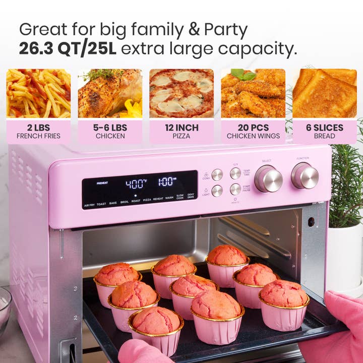 VAL CUCINA - Wholesale Kitchen Appliance - VAL CUCINA 10-in-1 Air Fryer Toaster Oven- Classic Pink4